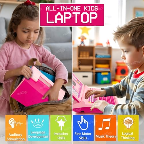 Image of Zest 4 Toyz Educational Laptop for Kids Toy 2 3 4 5 Year Old | 20 Interactive Activities Learning Toy Laptop Alphabet Letter Words Games Mathematics Music Logic Memory Toys for Boys and Girls