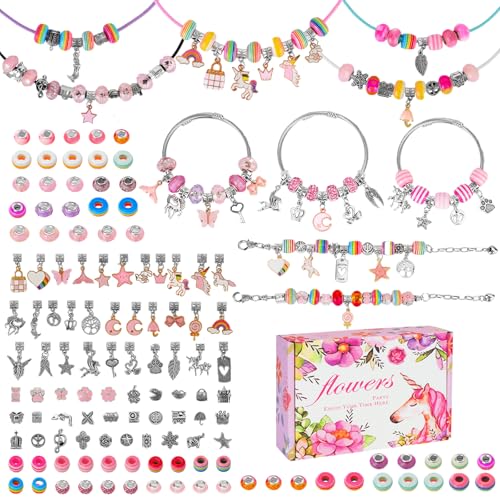 150Pcs Bracelet Making Kit Gifts, Jewellery Making Kit for Girls Gifts, DIY Bracelet Making with Beads & Charms, Arts And Crafts for Kids, Girls Toys Birthday Gift for Age 5 6 7 8 9 10 12 Year Old