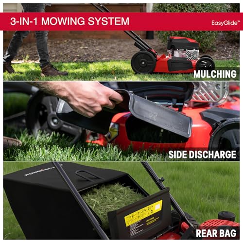 Image of PowerSmart EasyGlide 21-Inch Gas Lawn Mower, 144cc 4-Stroke OHV Engine, Push Walk-Behind, 3-in-1 Mulch /Bag /Side Discharge, Steel Deck, 6 Height Adjustment