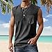 Aniywn Mens Sleeveless Tee Shirts V Neck Vintage Button Tank Tops Relaxed Fit Lightweight Gym Oversized Tshirts Summer Tops Black