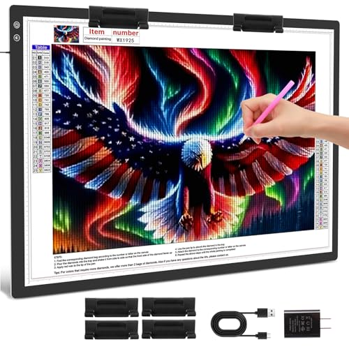 TOHETO Rechargeable A1 Light Pad 35.4x23.6 Extra Large LED Light Board for Diamond Painting 3-Color Modes Light Box Diamond Art Light Table Lightbox for Tracing and Drawing Sketching Artists
