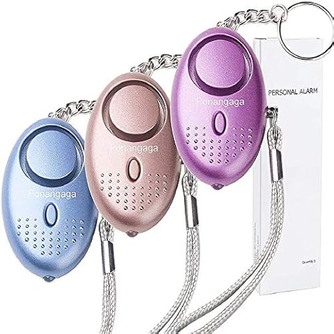 Personal Alarm, 3 Pcs Safety Alarms Keychain with LED Flashlight, Emergency Self-Defense Security Alarm Police Approved Rape Attack Mini 140DB Panic Loud Siren for Women Kids Girls Elderly… Cover