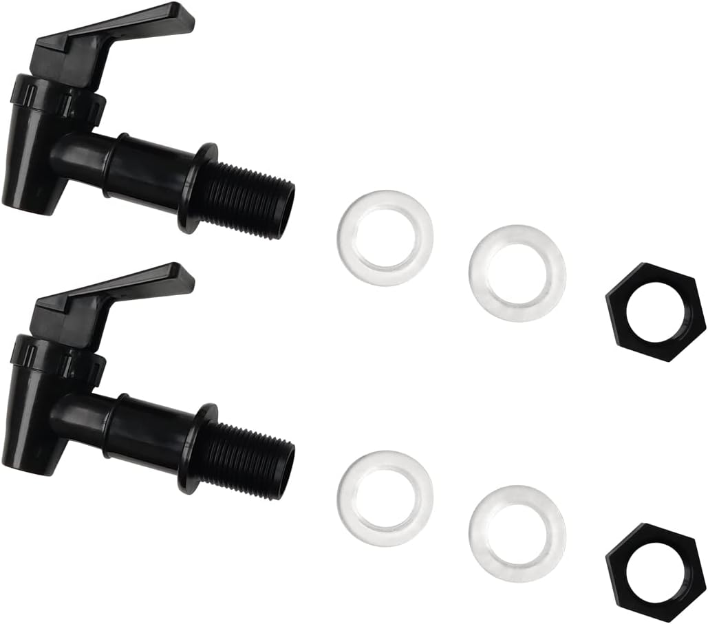 2 Pcs Replacement Cooler Faucet, Reusable Spigot Spout Water Beverage Lever Pour Dispenser Valve Water Crock Water Tap, BPA Free Plastic Water Spigot (Black)