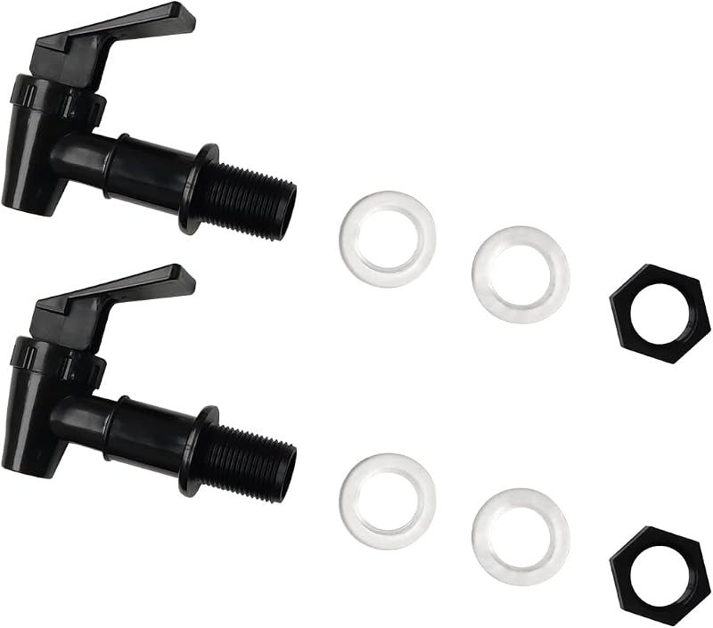 2 Pcs Replacement Cooler Faucet, Reusable Spigot Spout Water Beverage Lever Pour Dispenser Valve Water Crock Water Tap, BPA Free Plastic Water Spigot (Black)