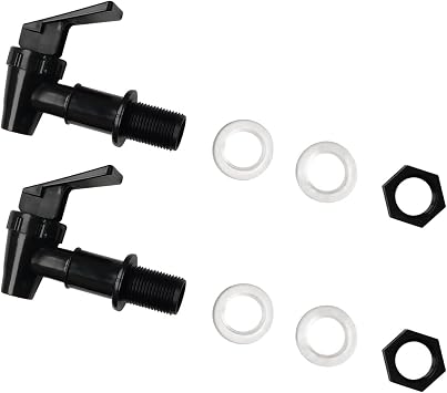 2 Pcs Reusable Cooler Faucet, Spigot Spout Beverage Lever Pour Dispenser Valve, BPA Free Plastic Water Tap Black