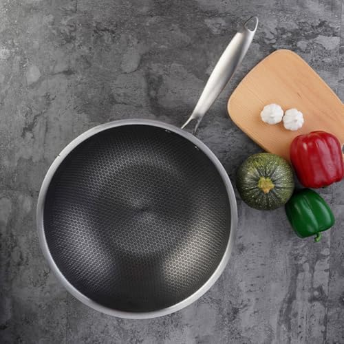 Wok de acero inoxidable con fondo plano 34 cm miniatura 3
