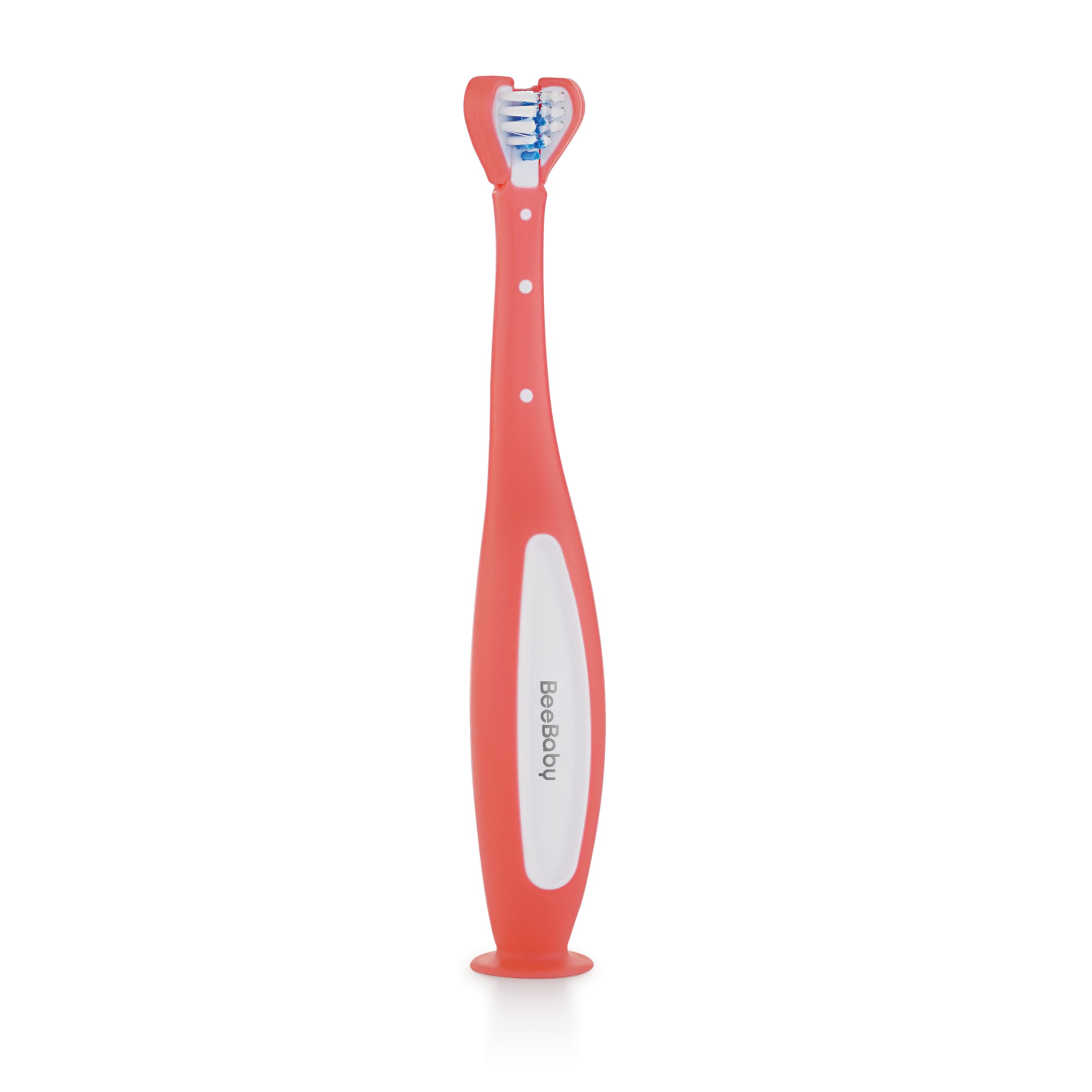 BeeBaby Triple Angle Brush Buddy Toothbrush for Kids 3-6 Years. Suction Cup, 3 Side Super Soft Time to Change Indicator Bristles Ideal for Milk & Permanent Teeth. 100% BPA Free. Pink-image-31