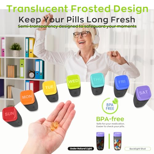 Image of Weekly Pill Organizer 1 Time a Day, HIONXMGA Detachable Travel Pill Box 7 Day (Original Version), Large Medicine Pill Case Container for Daily Medication Vitamin Supplement Fish Oil, Purple
