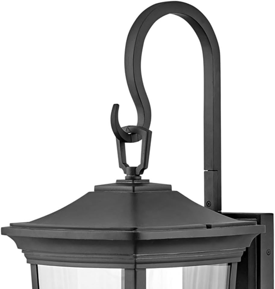 Hinkley Bromley Three Light Large Wall Mount Outdoor Lantern – Aluminum, Clear Glass – Museum Black Finish