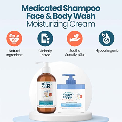 Happy Cappy Medicated Shampoo And Cream Bundle, Manage Cradle Cap, Seborrheic Dermatitis, Dandruff, And Soothe Dry, Itchy, Sensitive Eczema Prone Skin, For All Ages, One 8 Oz Bottle And One 12 Oz Jar #TOP2