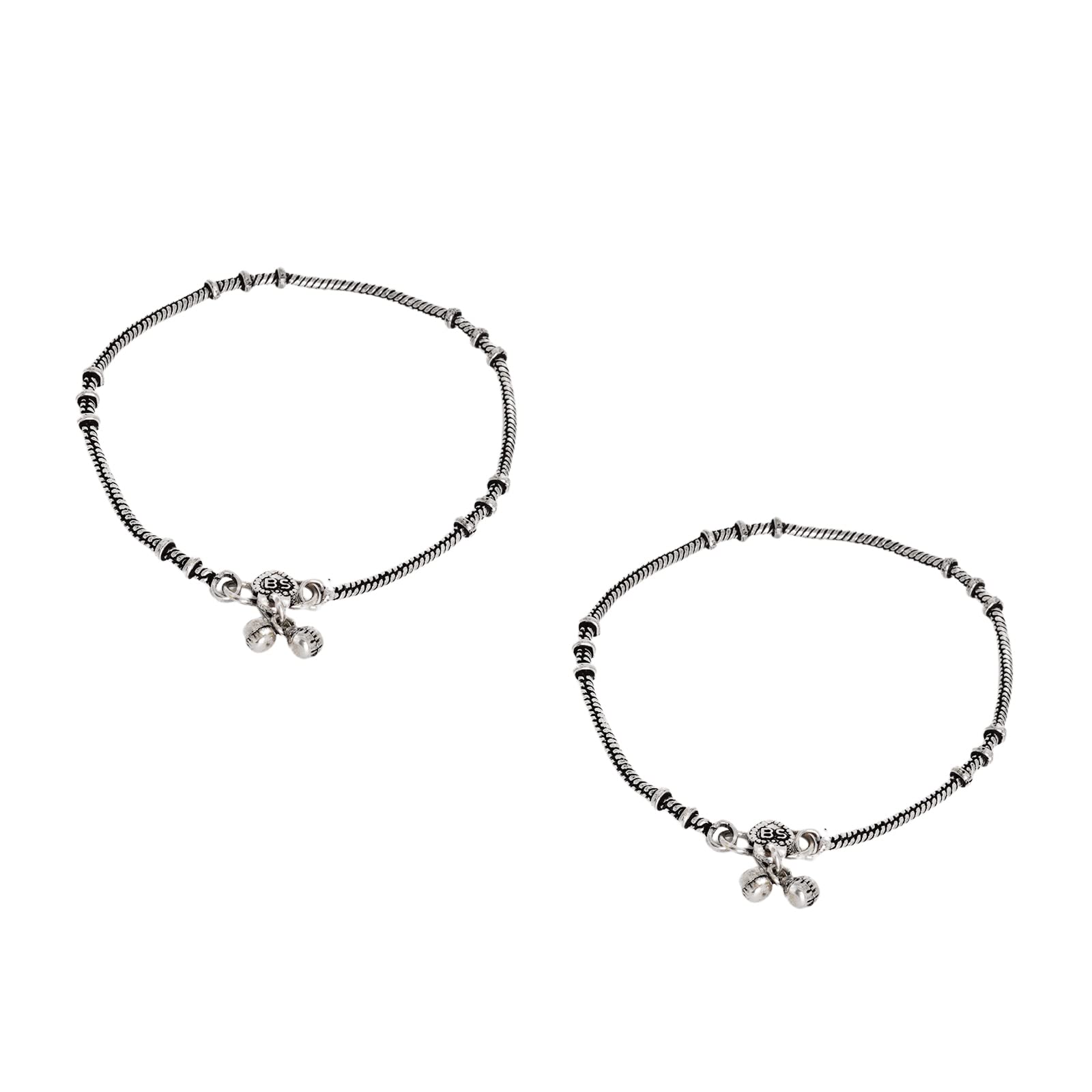 teejh Viranshu Silver Oxidised Anklets-picture-32
