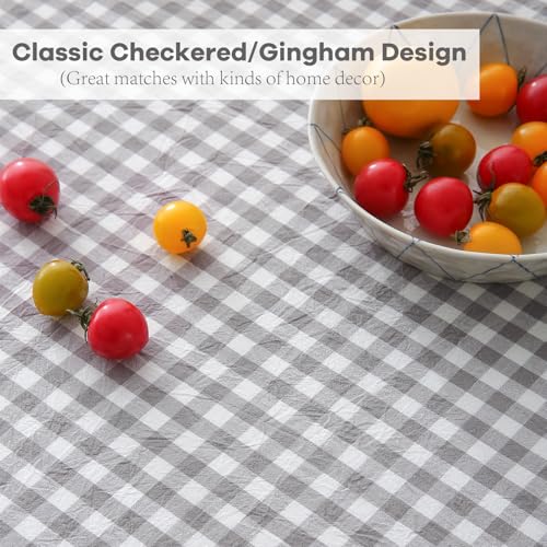 K MASANIJI 100% Cotton Grey White Plaid Gingham Ruffled Table Cloth Rectangular 120x60 in Buffet Cottage Coquette Checker Vintage Decorative Tablecloth(Grey/White Plaid, 120x60 inches) by K MASANIJI - Used condition - Image 5
