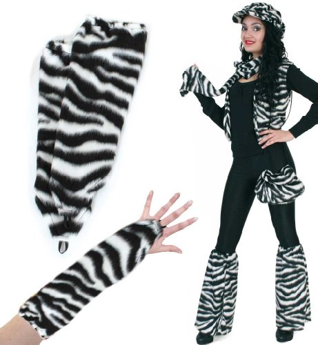 Preisvergleich Produktbild FASCHING 56566 Handschuhe Zebra Plüsch NEU / OVP
