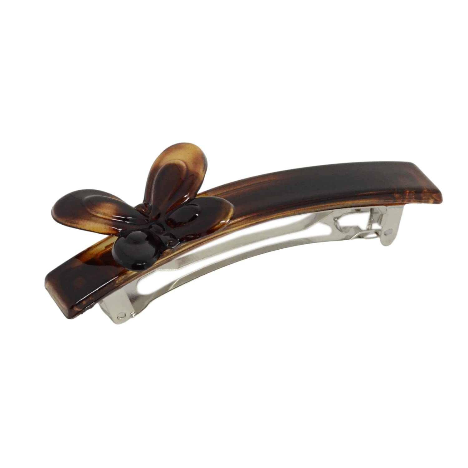 Parcelona French Butterfly Medium 3.25" Tortoise Shell Hair Clip Barrette