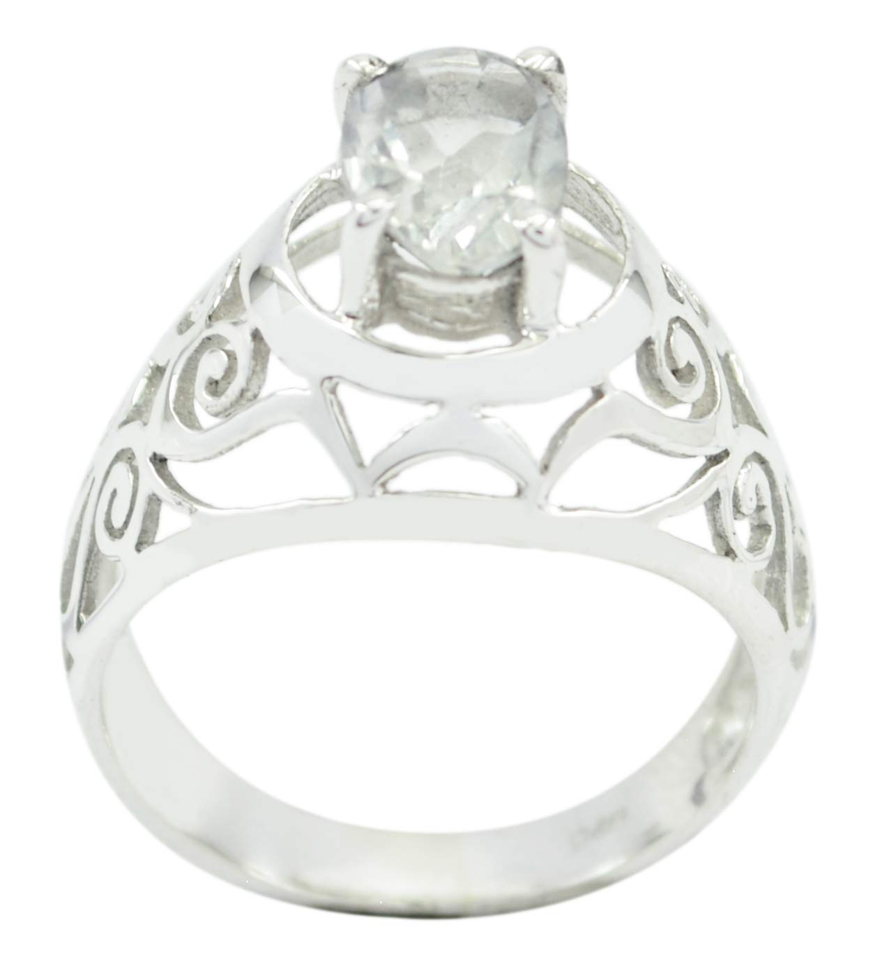 Bague Argent 925 RIYO artisanale pierre blanche naturelle - 3
