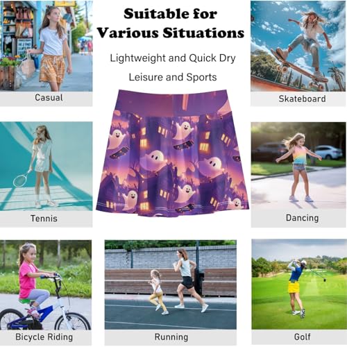 visesunny Girls Flowy Pleated Skirt Purple Magic Ghost Tennis Golf Fashion Short Skorts for Casual Dance Outfit4