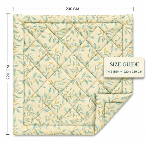 Image of HOMEKART 220 GSM Reversible Microfiber AC Comforter /Duvets for Mild Winter | All Season King Size 3 Layered Quilted Blanket for Double Bed (220 cm x 240 cm,Leaf Printe