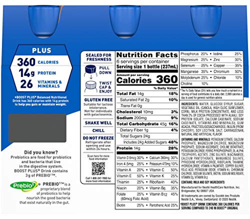 Boost Plus Balanced Nutritional Drink, Rich Chocolate, 6-8 Fl Oz Bottles/Pack (Pack Of 1) #TOP2