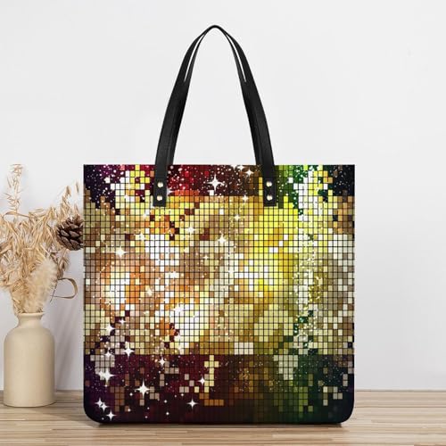 Sac à main shopper paillettes dorées grand format 39x39cm