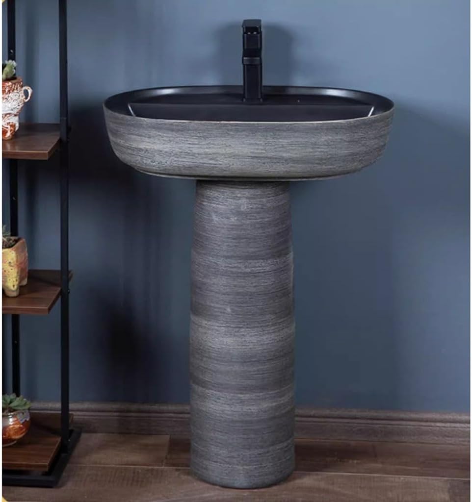 Pedestal Sinks Ceramic Basin Countertop Sink Wash Integrated Outdoor Balcony Garden Pool Table Bathroom (A)