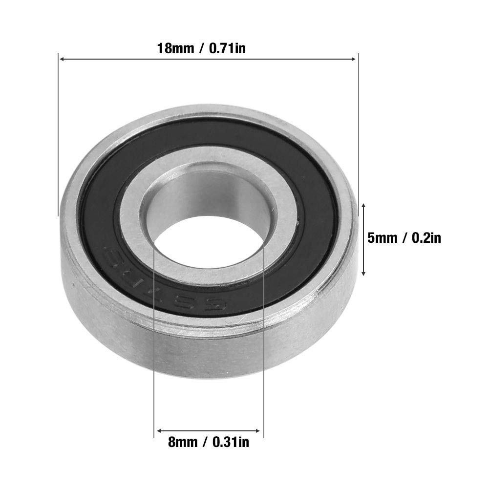 10 szt. Uszczelnione Gumowe łożysko Kulkowe z Głębokim Rowkiem Miniaturowe łożysko (698-2RS Średnica wewnętrzna: 8 mm Średnica zewnętrzna: 18 mm)