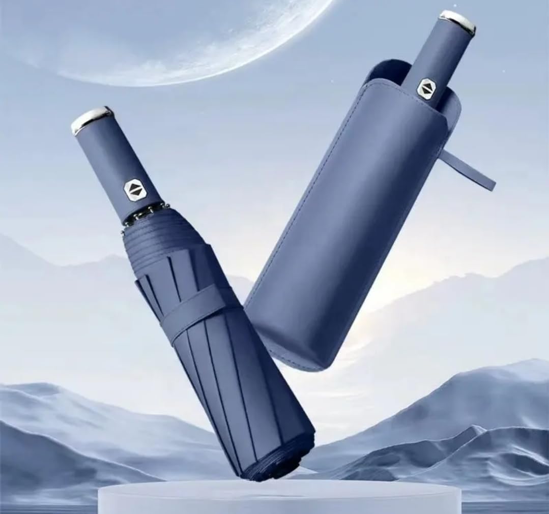 Folding Umbrella with Flashlight, Automatic Open, Windproof, Carrying Case