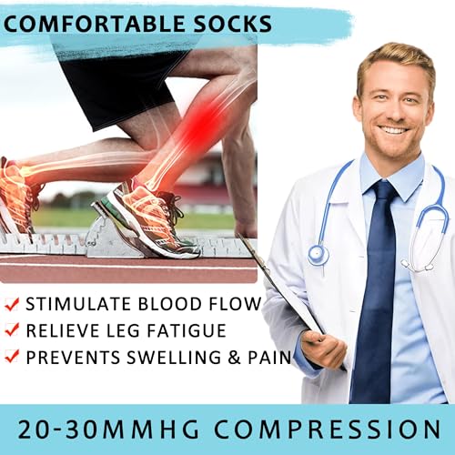 FLD Comfortway Socks Women Men 6 Pairs, Knee High Best Support Circulation Socks for Running, Travel, Flight, Nurse3