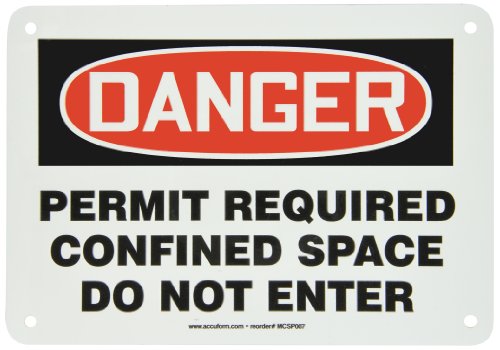 Panneau Danger espace confiné en aluminium durable Accuform haute résistance