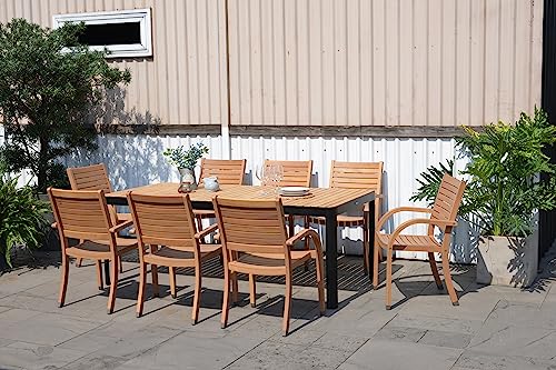 Image of Brampton Seizur Rectangular Dining Black Table | Ideal for Patio and Outdoors | Certified Teak