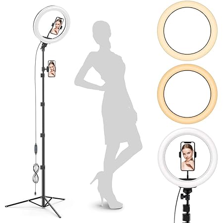 ﻿GearLight Ring Light - 10" Selfie Tripod Stand with LED Lights, Dual Phone Holders, Adjustable Height and Lighting for Recording, Makeup & Photography - Cute ﻿Room Decor Stuff & Gifts For Teen Girls