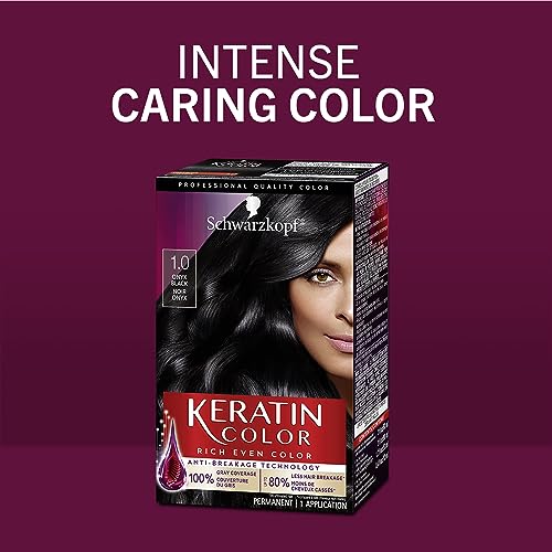 Schwarzkopf Keratin Color Permanent Hair Color Cream, 1.0 Black Onyx #TOP5