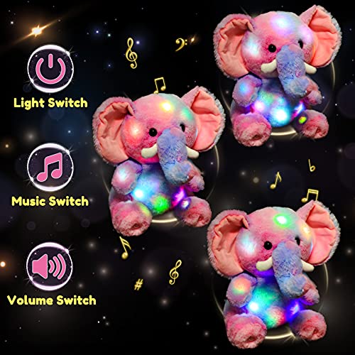 Hopearl Colorful LED Musical Stuffed Elephant Light up Singing Plush Elephish Adjustable Volume Lullaby Animated Soothe Birthday Festival for Kids Toddlers, Rainbow, 11'' by Hopearl - Used condition - Image 4