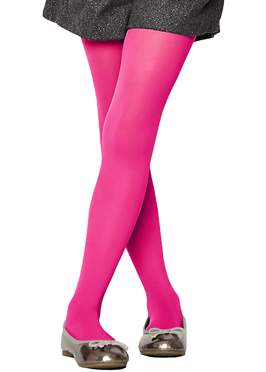 Ag Fashion Girls Hot Pink Baby Childs Tights Pantyhose 16 Bright Colors 3 Sizes Age 2-11 (L (7-11 Y Ears, Height Range 110-130Cm), )