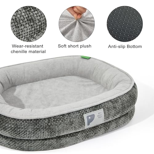 Dog Beds for Small Dogs,Orthopedic Bed with Removable Cover&Non-Slip Bottom Couch Bed with Four-Sided Bolster Grey S - Image 4