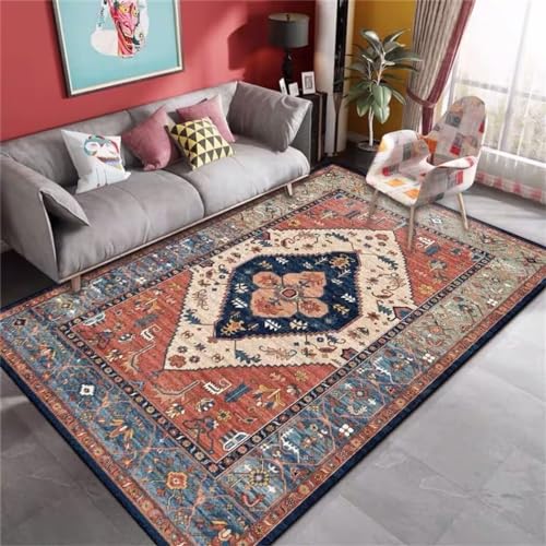Tapis bleu floral rétro doux pour une ambiance chaleureuse