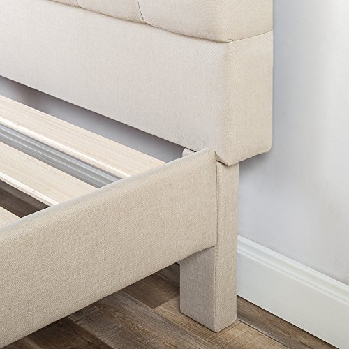 Zinus Misty Upholstered Platform Bed Frame / Mattress Foundation / Wood Slat Support / No Box Spring Needed / Easy Assembly, Taupe, King #TOP4