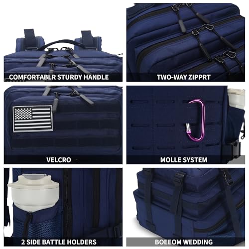 Image of Sparklekle Military Tactical Backpack 45L 3 Day Assault Pack Waterproof Molle Hiking Rucksack for Men and Women (Blue)