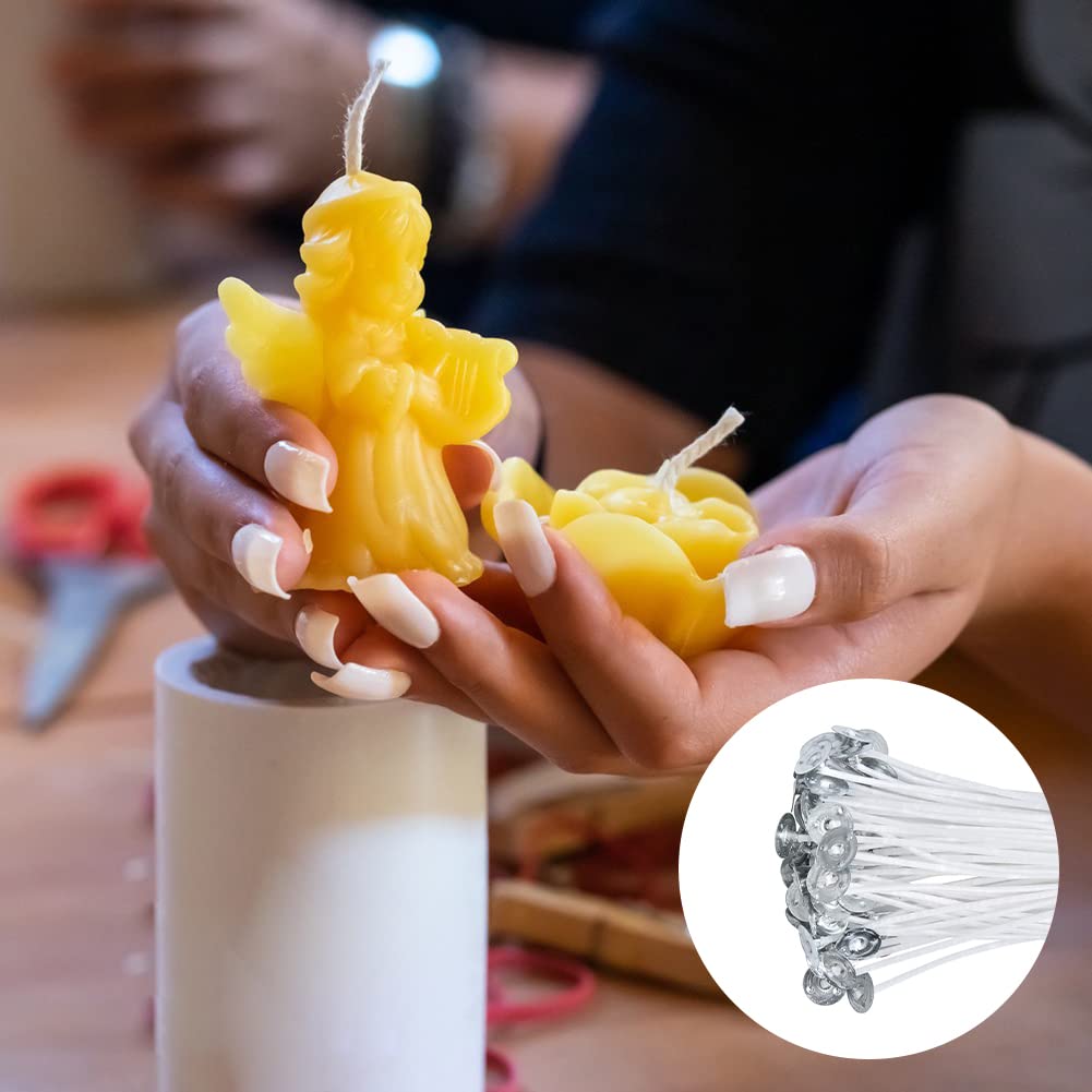 Kit Fabrication Bougies : 100 Mèches Pré-cirées Coton (10 Cm + 15 Cm) Avec Supports Bois Et Autocollants