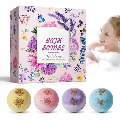 HOUSN Bombas de Baño, Set de 4 Bath Bombs Kids en Empaque de Regalo, Alivian la Fatiga Corporal para un Baño Relajante, Ideales para Rellenar Calcetines de Navidad