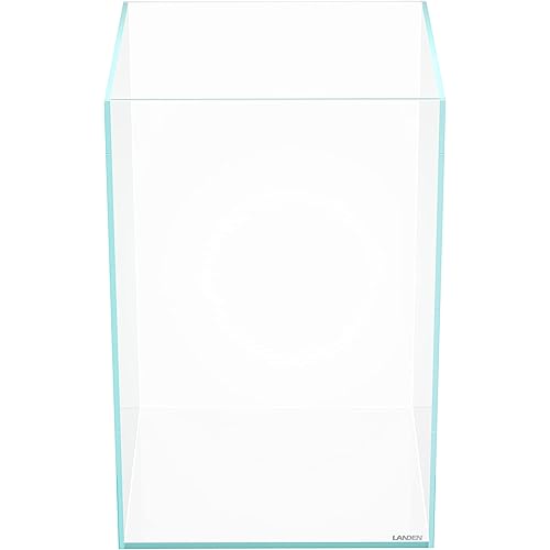 LANDEN Tall Tank, Rimless Low Iron Tank 10GAL 11.8" L × 11.8" W × 17.7" H (30X30X45) cm Small Aquascape Fish Tank, Vertical Aquascape Tank, Black Leveling Mat Included