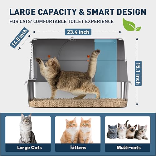 Arenero para gato de acero inoxidable con tapa grande miniatura 2