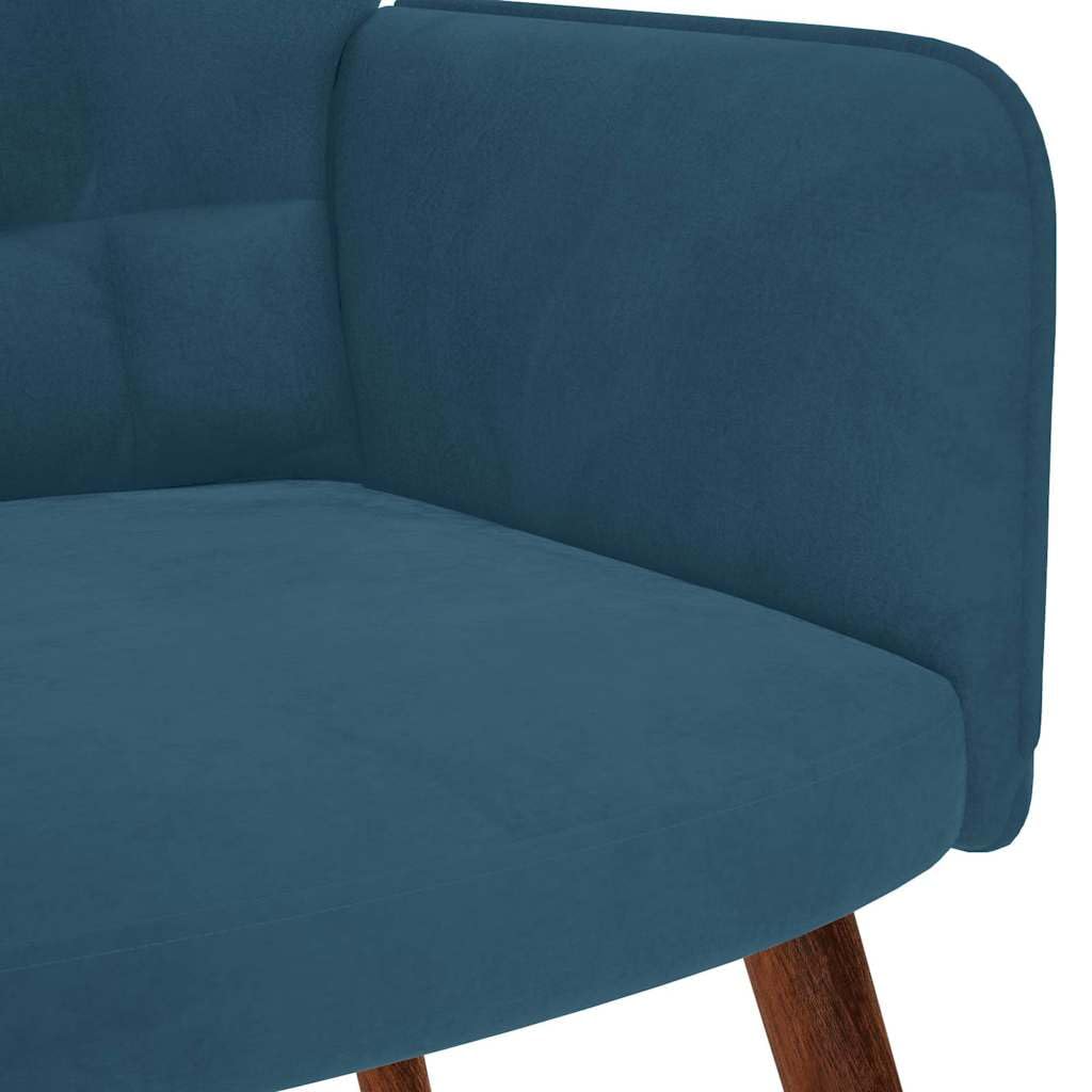 Poltrona Relax Blu in Velluto morbido con struttura in legno e metallo, seduta imbottita ergonomica e braccioli, ideale per soggiorno, ufficio, camera da letto e angolo lettura