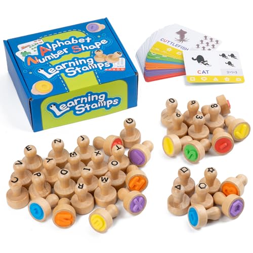 Tampons pour apprendre les lettres en bois : jeu Montessori éducatif dès 3 ans