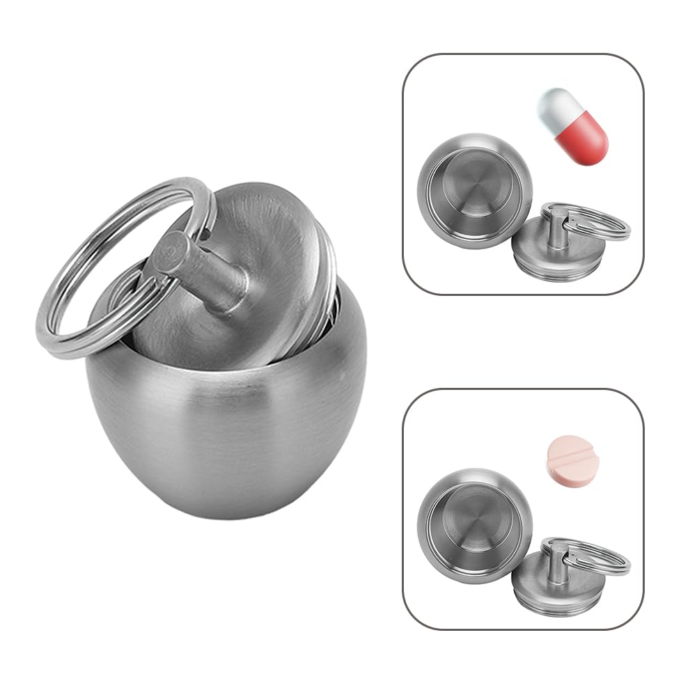 Pastillero Llavero de Acero Inoxidable, Mini Cápsula Impermeable | Llavero de Bolsillo Pastillero Mini Ultraportátil, Perfecto para Colgar en Llaves o Mochilas Durante Viajes y Camping