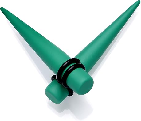 Body Candy 2Pc Womens Ear Expanders Green Matte Acrylic Straight Taper Ear Stretching Kit Set of 2