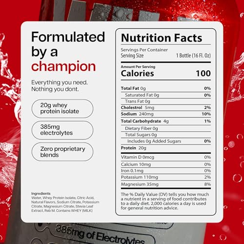 Image of Wild Society Clear Protein Drink + Electrolytes, Fruit Punch, 12 Pack | 20g Clear Whey Protein Isolate, 385mg Electrolytes, Zero Sugar, 100 Calories, 16oz Protein Water Sports Drink