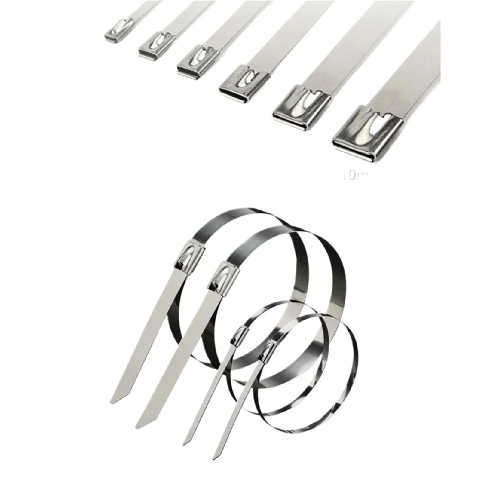 Metal Cable Ties Stainless Steel Cable Ties 100PCS 4.6/7.9/10/12mm Width Multi-Purpose Wrap Coated Metal(4.6mm,450mm(17.72inch))