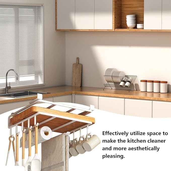Soporte para toallas de papel de cocina bajo gabinete, colgador estable de acero inoxidable 6
