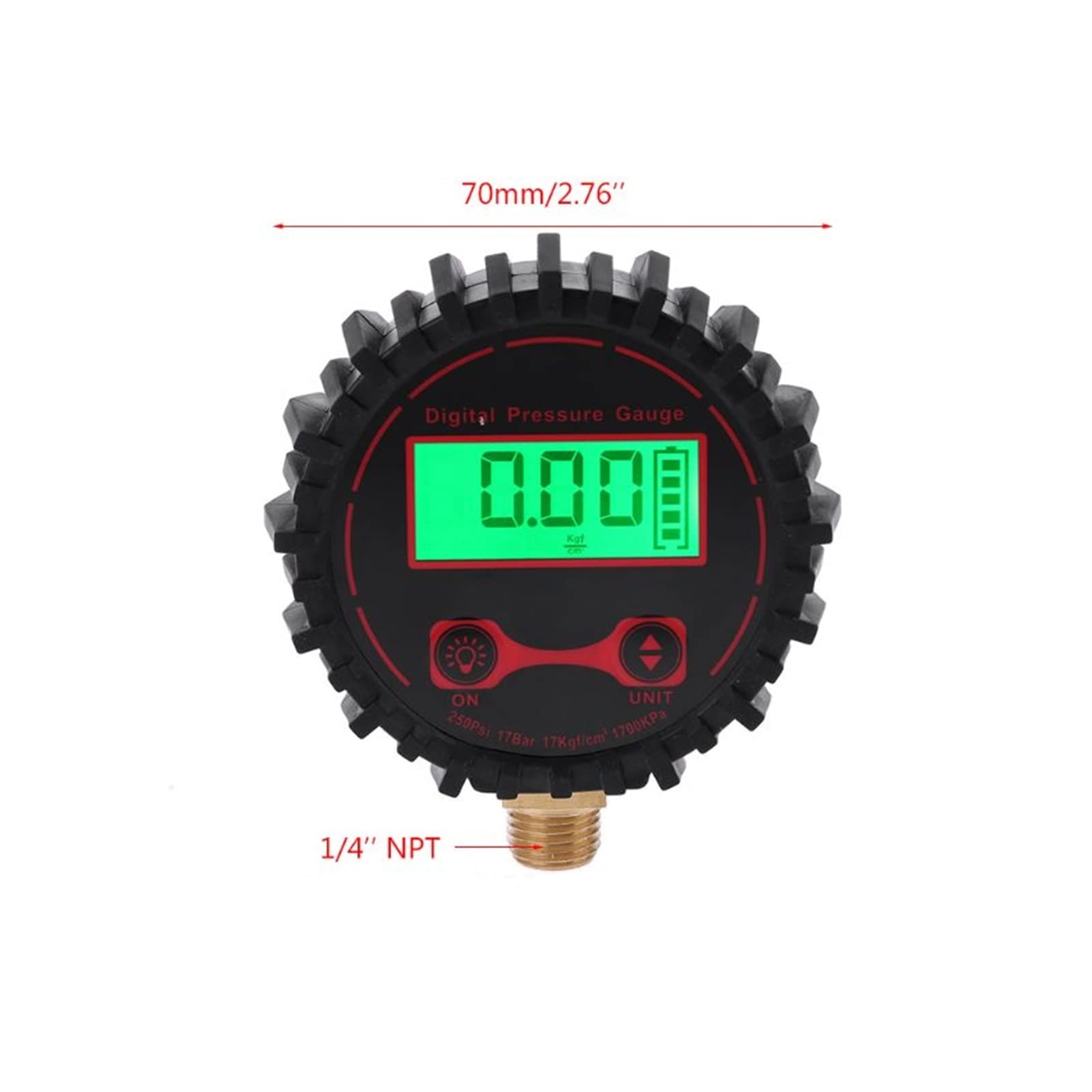 0-250 PSI Digitale manometro della Pressione dei Pneumatici 1/4 "con Torcia Adatta per Auto Camion Veicolo Bicicletta Moto misuratore di gonfiaggio Pneumatici