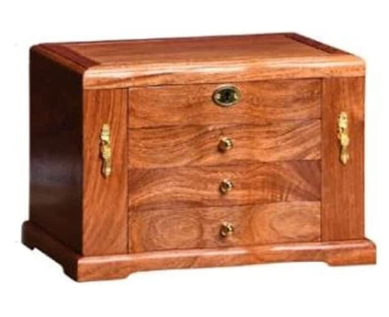 TIANQIHAO Jewelry Box Wood Jewelry Box Jewellery Storage Case Display Boxes With Drawer Glass Top Four Layer Wooden Jewelry Watch Organizer Jewellry Holder